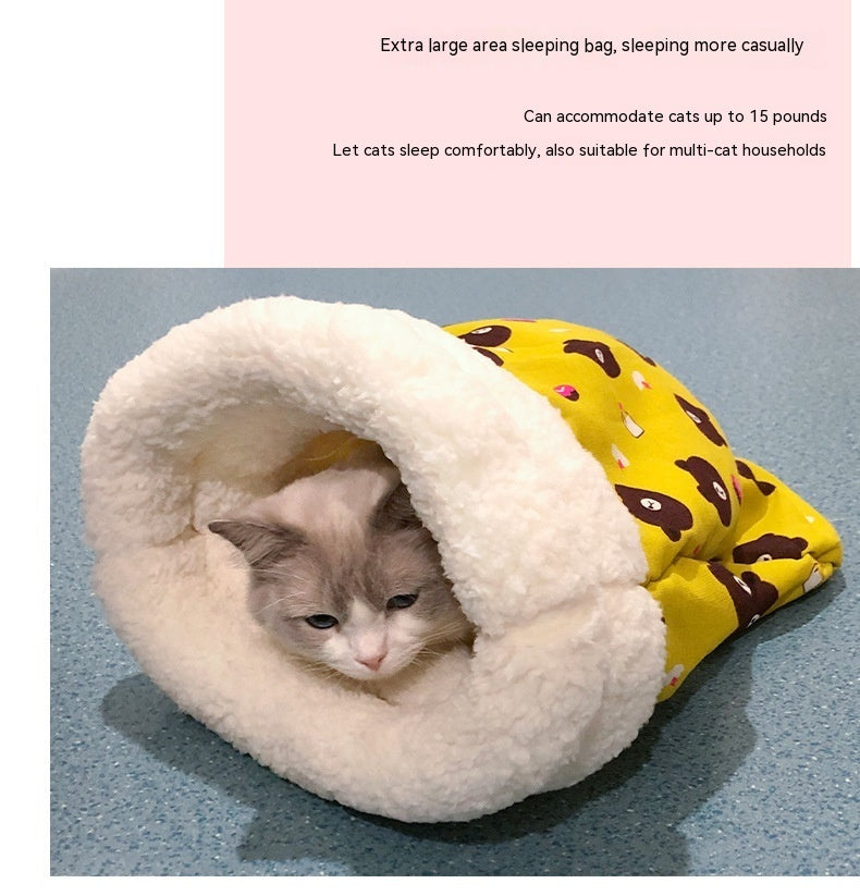 Lambswool Thickened Pocketable New Winter Linen Sleeping Bag Cat Nest