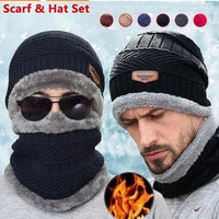 Winter Beanie Hat Scarf Set Warm Knit Hat