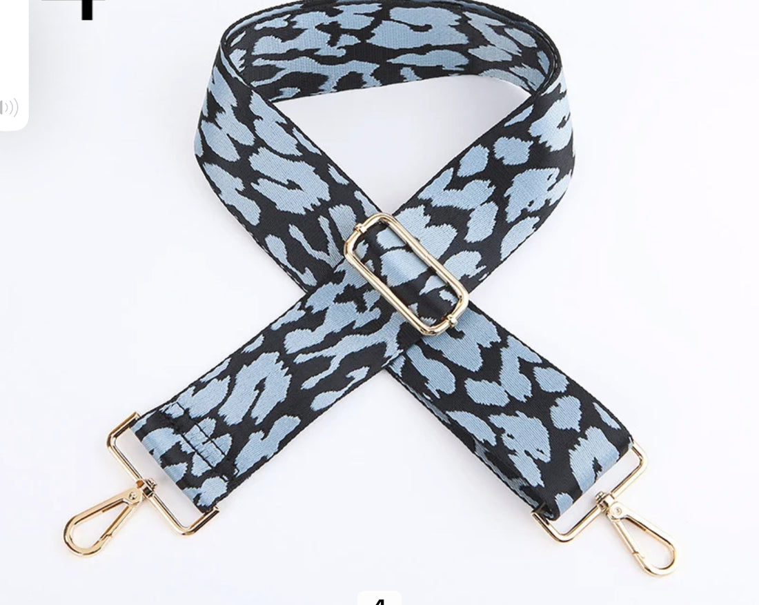 Crossbody Blue Leopard Print purse Strap