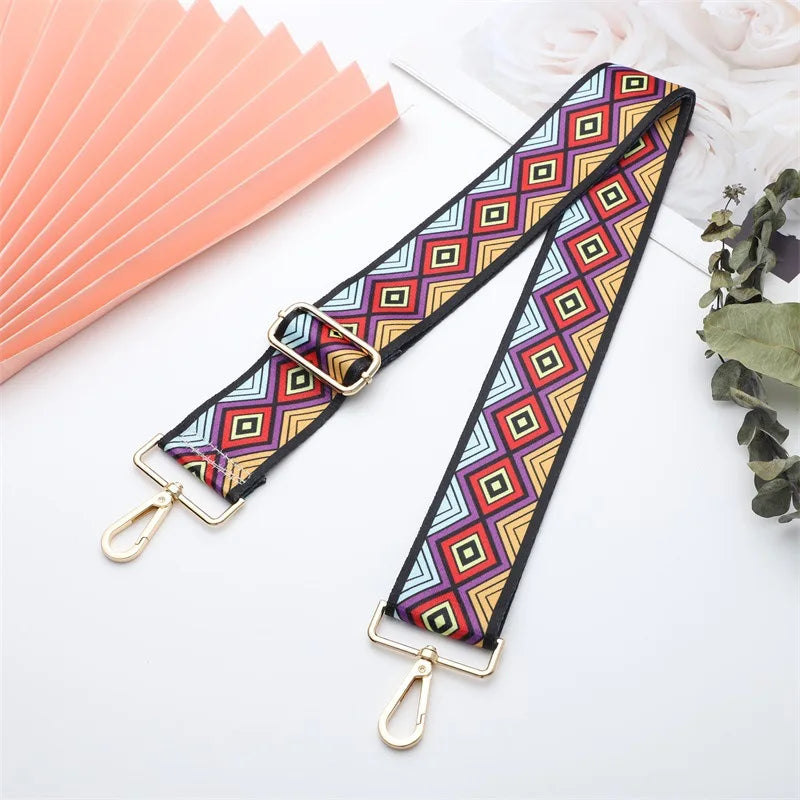 Stylish Colorful Ethnic Wind Wide Shoulder Strap Ladies Bag Accessories Adjustable Single Crossbody Straps