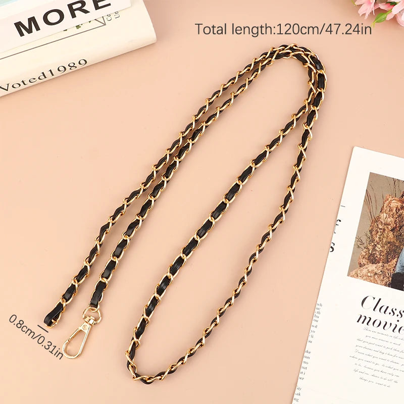 120cm Purse Chain Strap Leather Shoulder Bag Chain Straps Crossbody Handbag Chains Replacement Diy Women Girl Bag Part Accessory