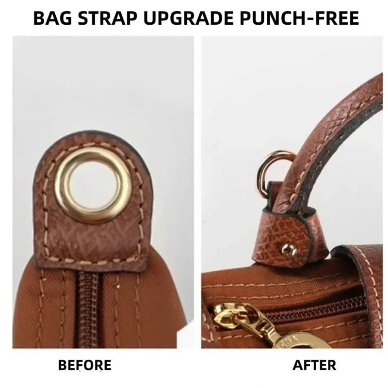 1 Set Bag Strap For Longchamp Mini Punch-free Genuine Leather Shoulder Strap Set Transformation Crossbody Strap Bag Accessories