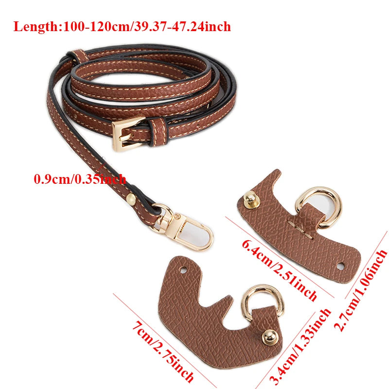 3Pcs Bag Transformation Accessories for Longchamp Mini Bag Straps Punch-free Genuine Leather Shoulder Strap Crossbody Conversion