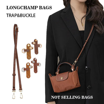 Genuine Leather Handbag Transformation Accessories for Longchamp Mini Bag Strap Punch-free Shoulder Strap Conversion Hang Buckle