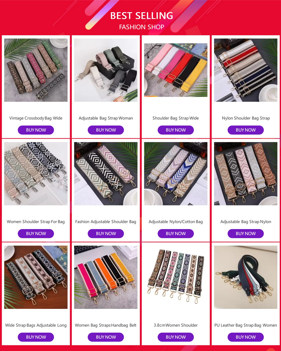 Solid color nylon fashion letter bag strap accessory strap diagonal strap wide shoulder adjustable