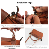 1 Set Bag Strap For Longchamp Mini Punch-free Genuine Leather Shoulder Strap Set Transformation Crossbody Strap Bag Accessories