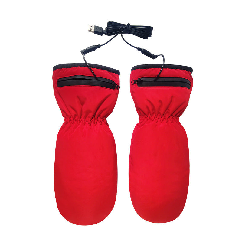 Electrically Heated Gloves Heating Zipper Thermal Windproof Gloves