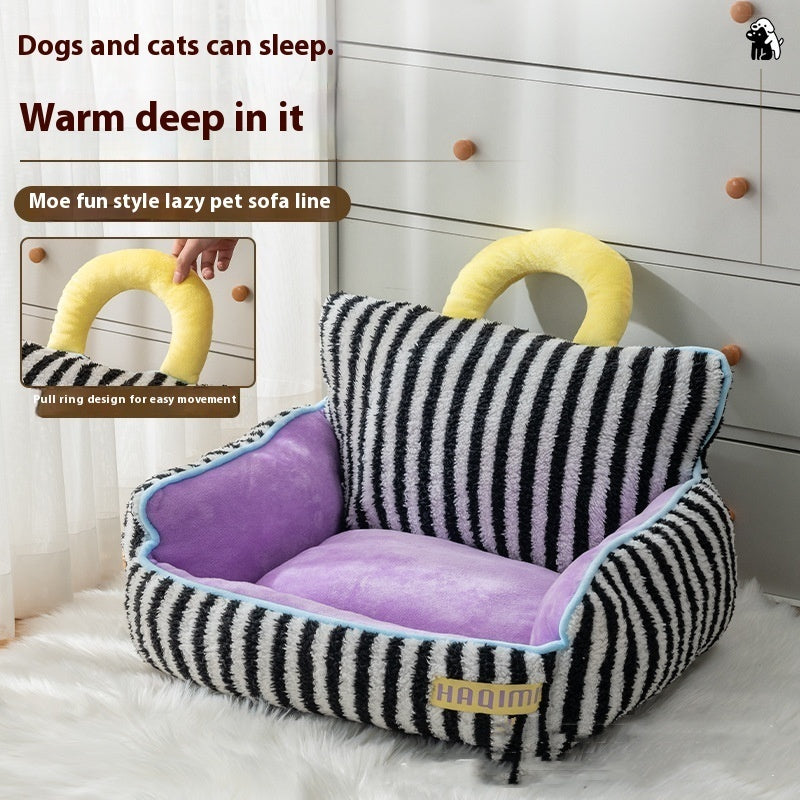 Pet Cat Kennel Striped Three-piece Pet Supplies